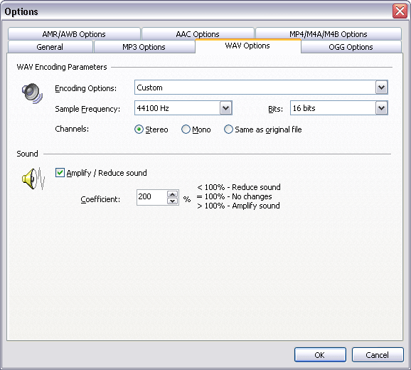 WAV Options